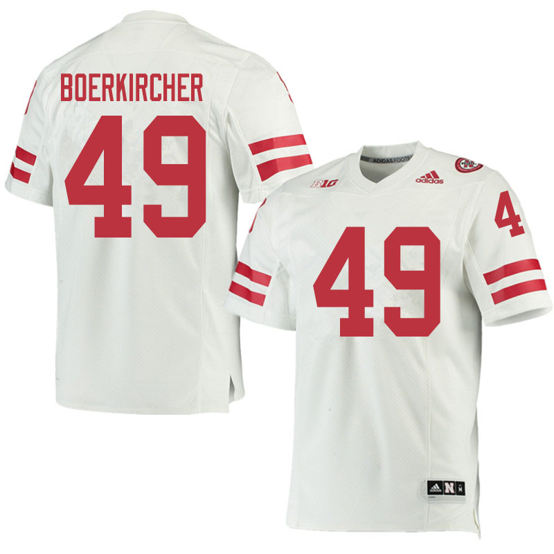 Men #49 Nate Boerkircher Nebraska Cornhuskers College Football Jerseys Sale-White
